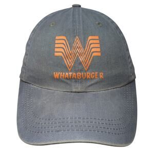 Whataburger Slideback Baseball Cap Blue One Size Adjustable 6 Panel Three In